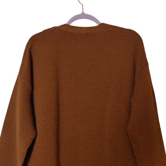 J.O.A. Just One Answer Yolanda Brown Ribbed Longline Midi Cardigan Sweater Small - Picture 9 of 13